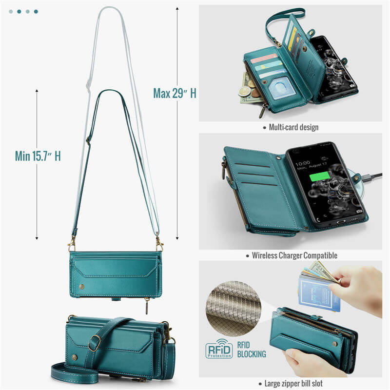 CaseMe Samsung Galaxy S20 Ultra Wallet RFID Blocking Crossbody Phone Case