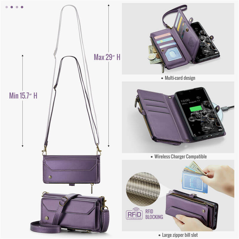 CaseMe Samsung Galaxy S20 Ultra Wallet RFID Blocking Crossbody Phone Case