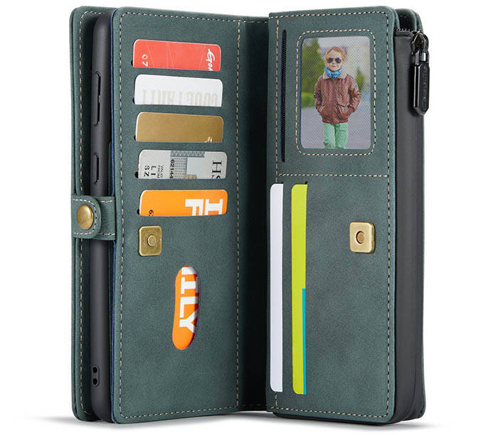 CaseMe Samsung Galaxy S21 Multi-Functional Zipper Wallet Magnetic Detachable 2 in 1 Folio Case