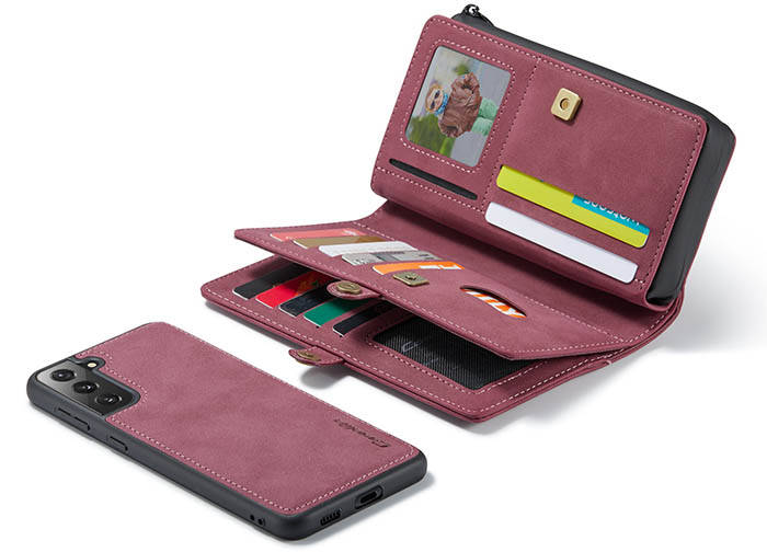 CaseMe Samsung Galaxy S21 Multi-Functional Zipper Wallet Magnetic Detachable 2 in 1 Folio Case