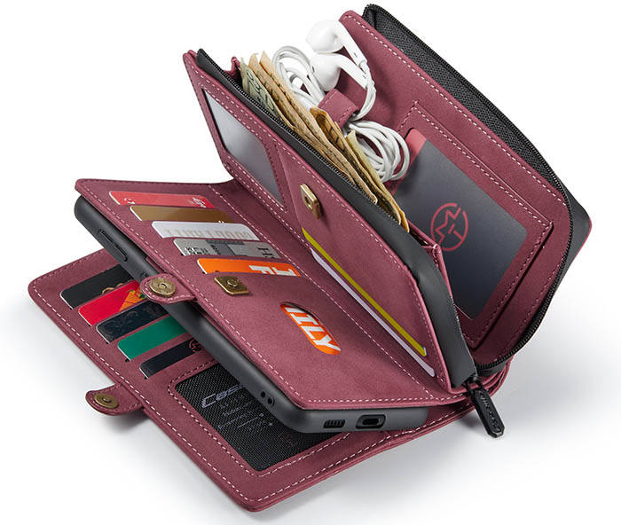 CaseMe Samsung Galaxy S21 Multi-Functional Zipper Wallet Magnetic Detachable 2 in 1 Folio Case