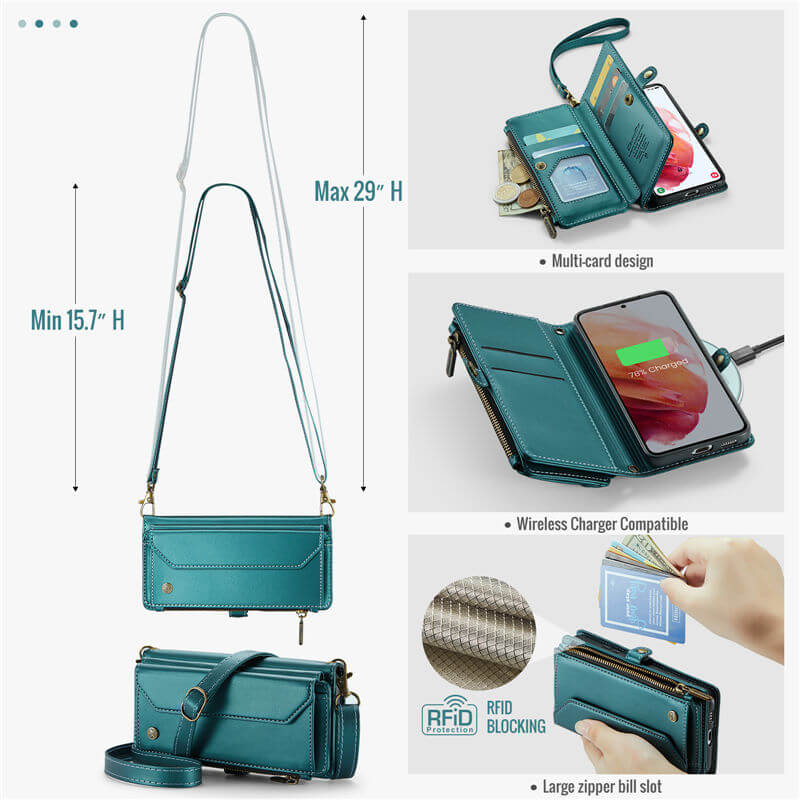 CaseMe Samsung Galaxy S21 Wallet RFID Blocking Crossbody Phone Case