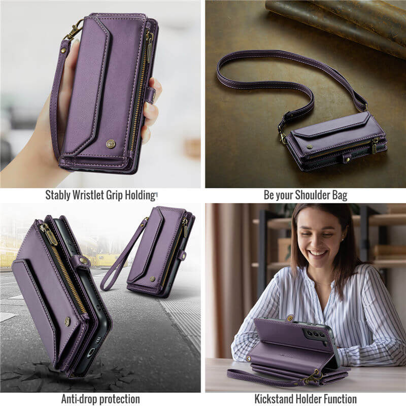 CaseMe Samsung Galaxy S21 Wallet RFID Blocking Crossbody Phone Case