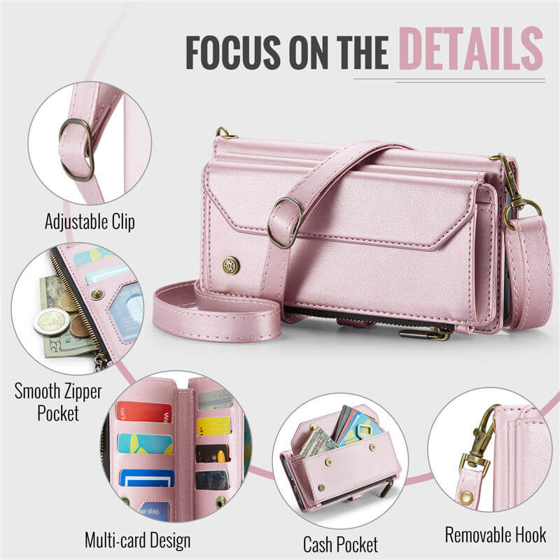 CaseMe Samsung Galaxy S21 FE Wallet RFID Blocking Crossbody Phone Case