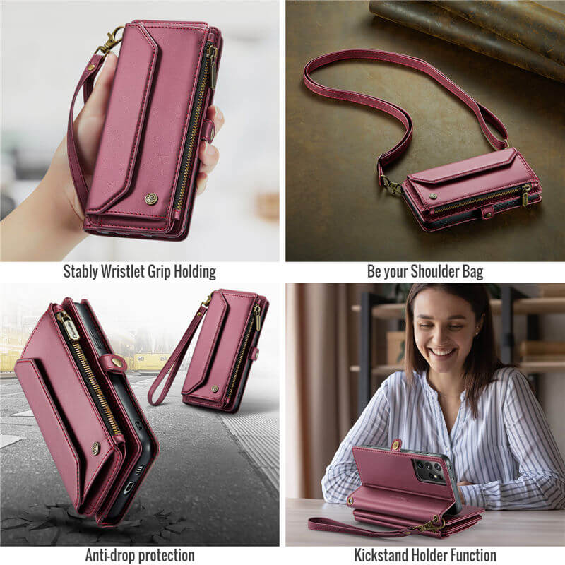 CaseMe Samsung Galaxy S21 Ultra Wallet RFID Blocking Crossbody Phone Case