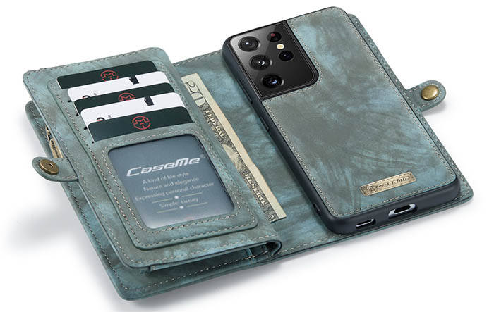 CaseMe Samsung Galaxy S21 Ultra Zipper Wallet Magnetic Detachable 2 in 1 Case