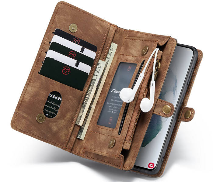 CaseMe Samsung Galaxy S21 Ultra Zipper Wallet Magnetic Detachable 2 in 1 Case