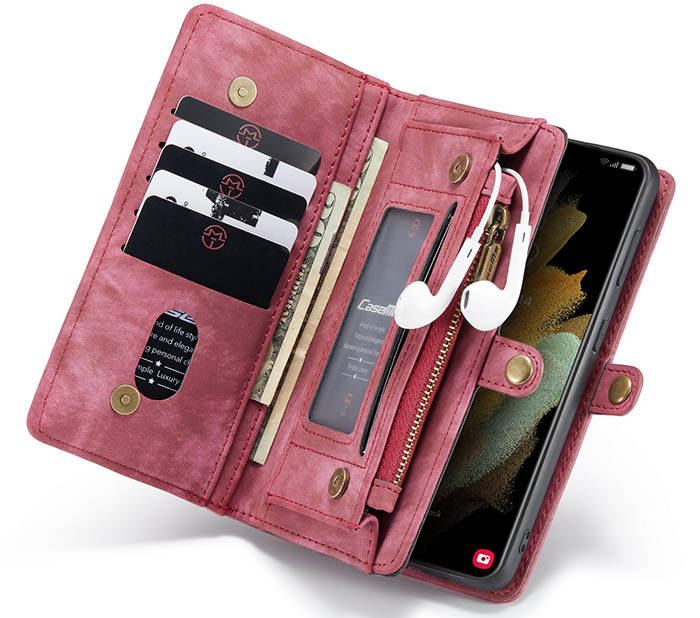 CaseMe Samsung Galaxy S21 Zipper Wallet Magnetic Detachable 2 in 1 Case