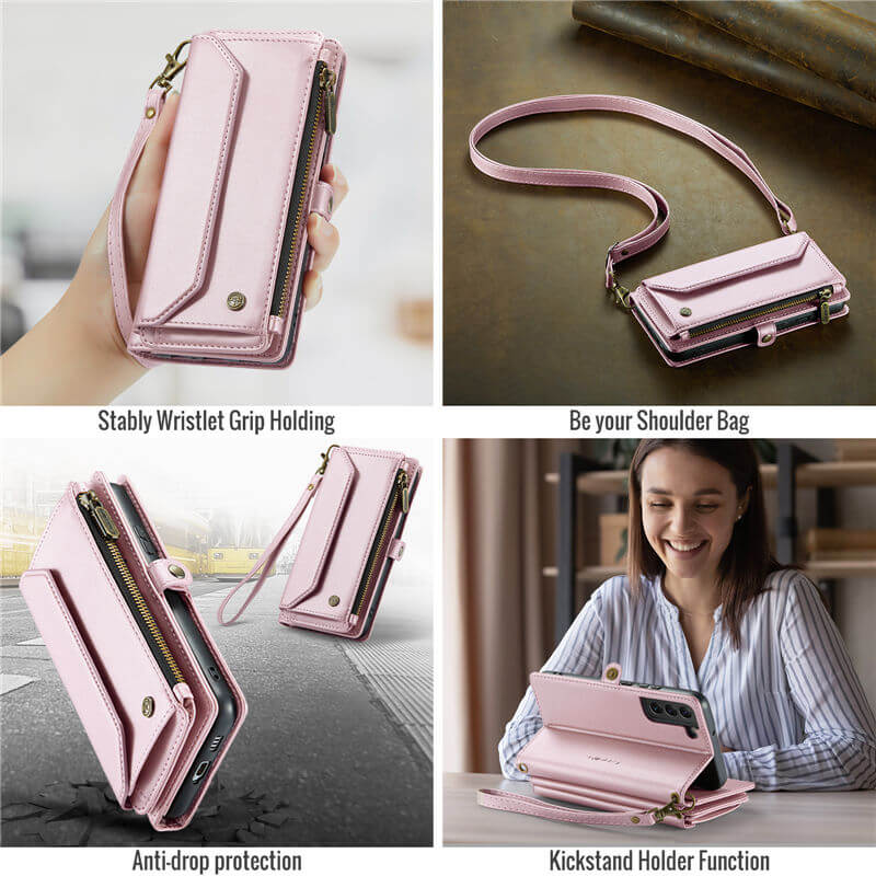 CaseMe Samsung Galaxy S22 Wallet RFID Blocking Crossbody Phone Case