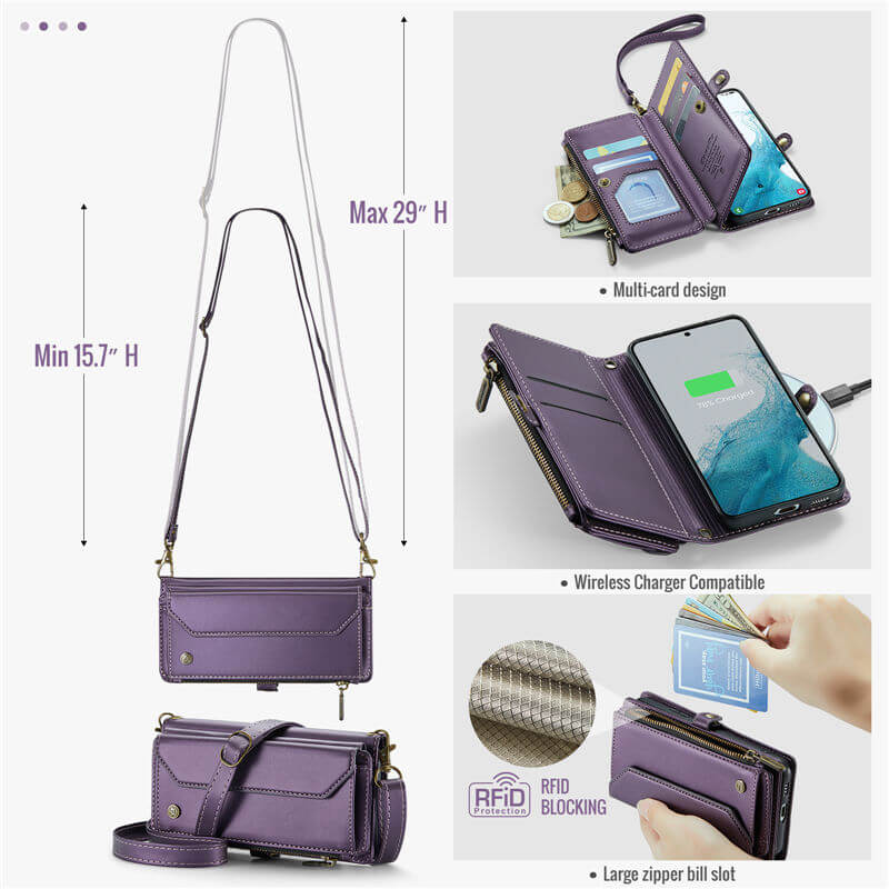 CaseMe Samsung Galaxy S22 Wallet RFID Blocking Crossbody Phone Case