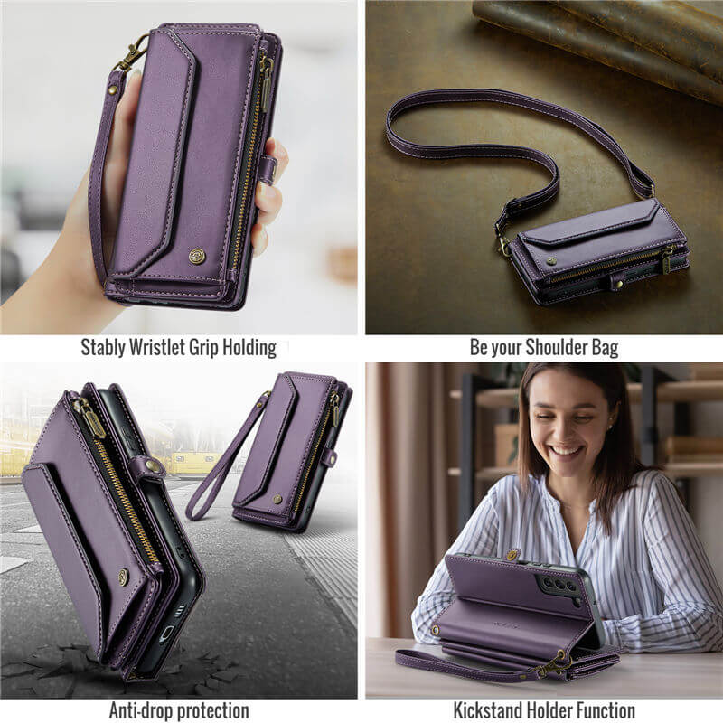 CaseMe Samsung Galaxy S22 Wallet RFID Blocking Crossbody Phone Case