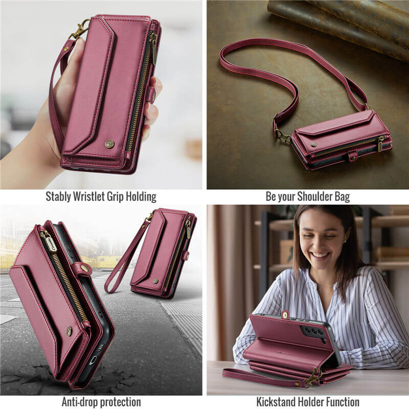 CaseMe Samsung Galaxy S22 Wallet RFID Blocking Crossbody Phone Case