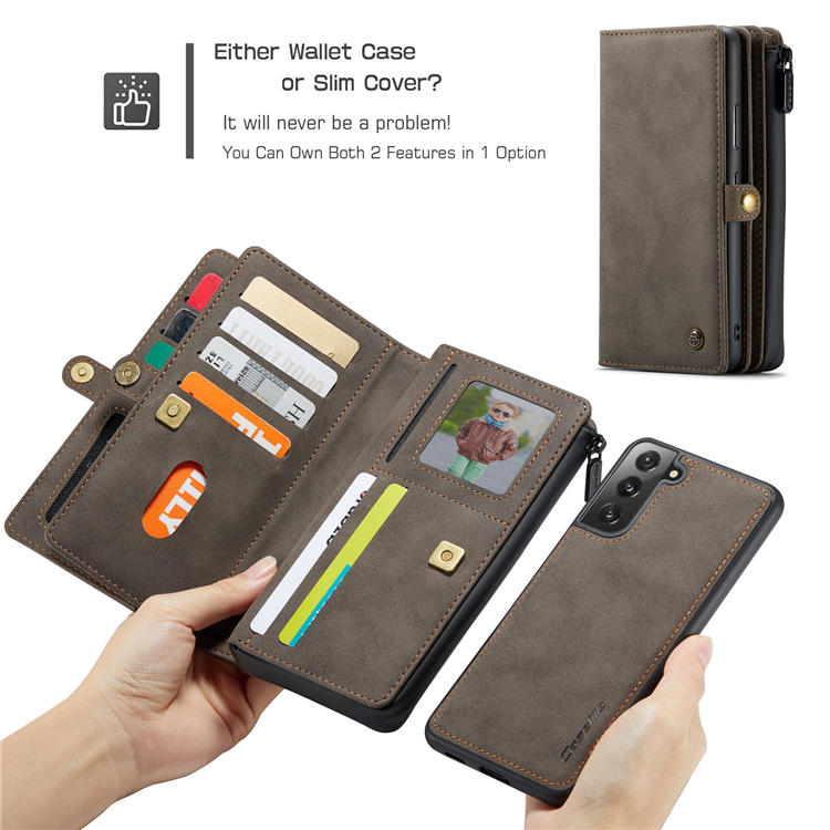 CaseMe Samsung Galaxy S22 Plus Multi-Functional Wallet Case Coffee