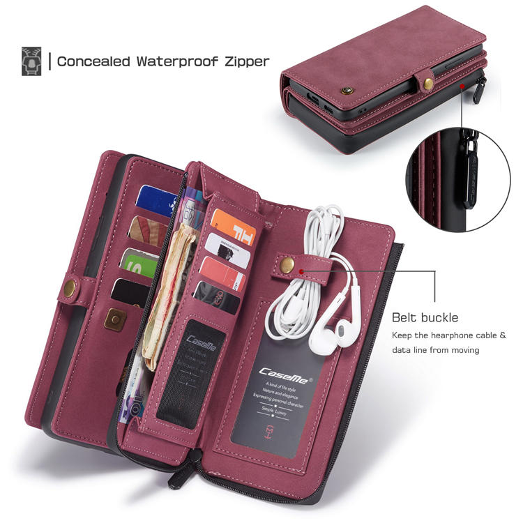 CaseMe Samsung Galaxy S22 Plus Multi-Functional Wallet Case Red