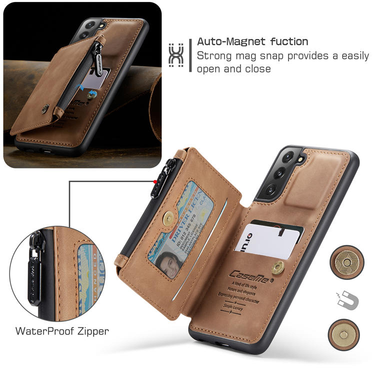 CaseMe Samsung Galaxy S22 Wallet RFID Blocking Case Brown