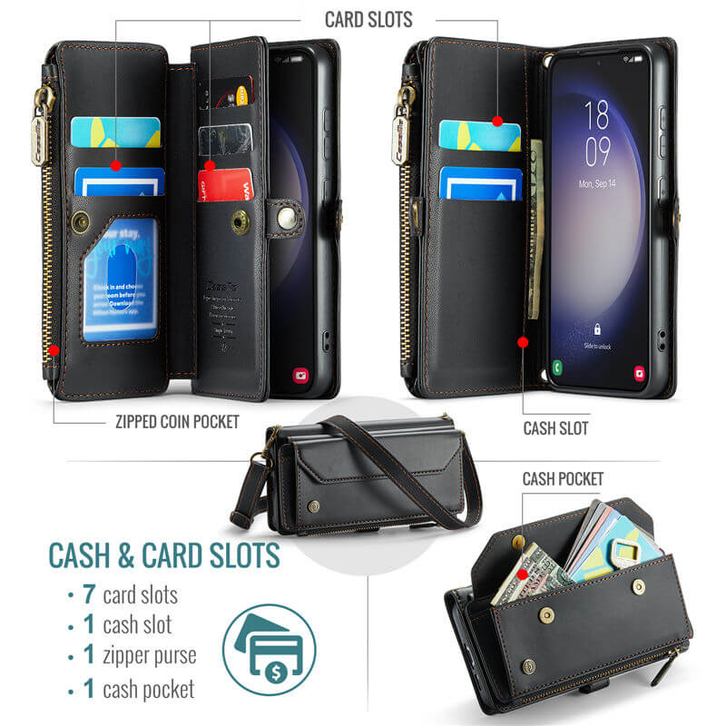 CaseMe Samsung Galaxy S23 Wallet RFID Blocking Crossbody Phone Case