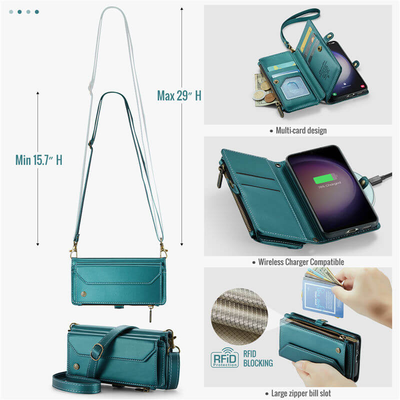 CaseMe Samsung Galaxy S23 Wallet RFID Blocking Crossbody Phone Case