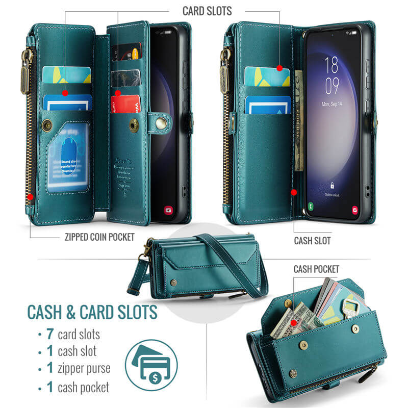 CaseMe Samsung Galaxy S23 Wallet RFID Blocking Crossbody Phone Case