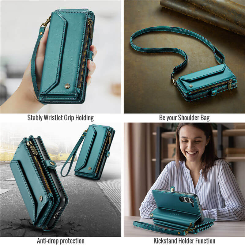 CaseMe Samsung Galaxy S23 Wallet RFID Blocking Crossbody Phone Case