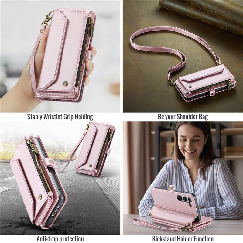 CaseMe Samsung Galaxy S23 Wallet RFID Blocking Crossbody Phone Case