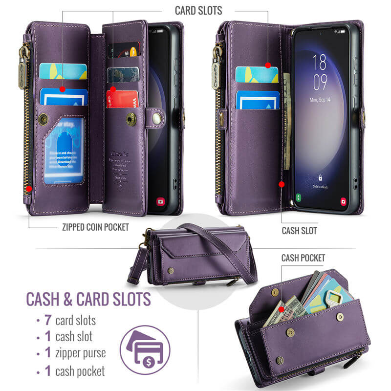 CaseMe Samsung Galaxy S23 Wallet RFID Blocking Crossbody Phone Case