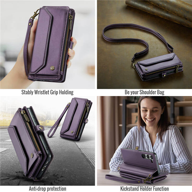 CaseMe Samsung Galaxy S23 Wallet RFID Blocking Crossbody Phone Case