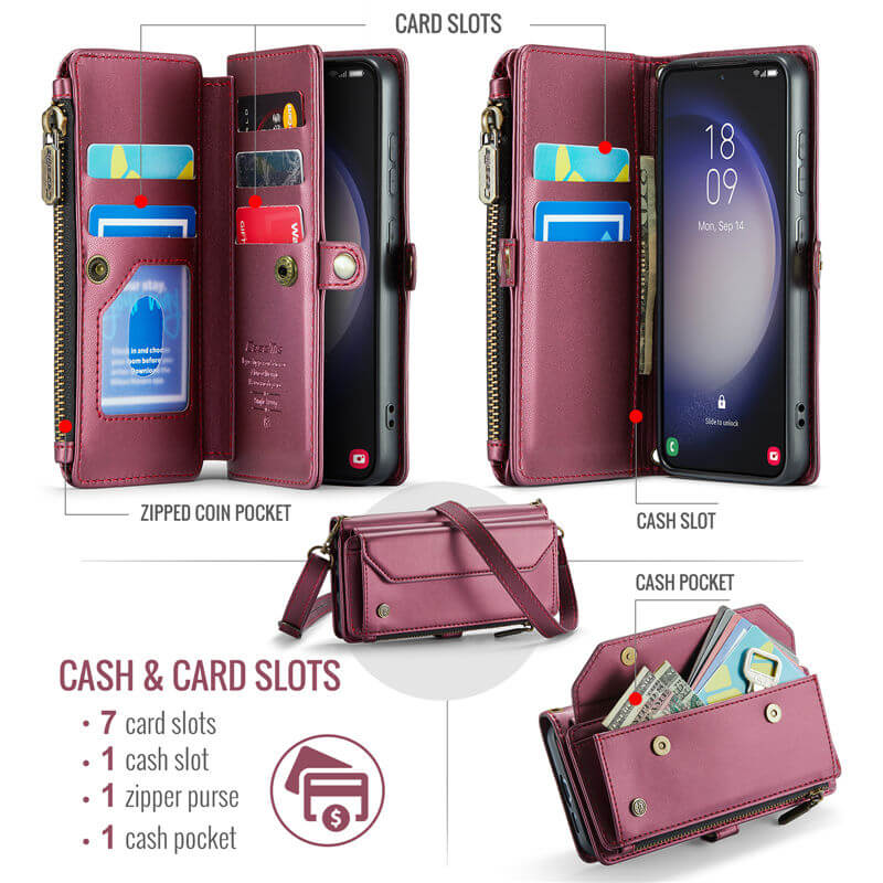 CaseMe Samsung Galaxy S23 Wallet RFID Blocking Crossbody Phone Case