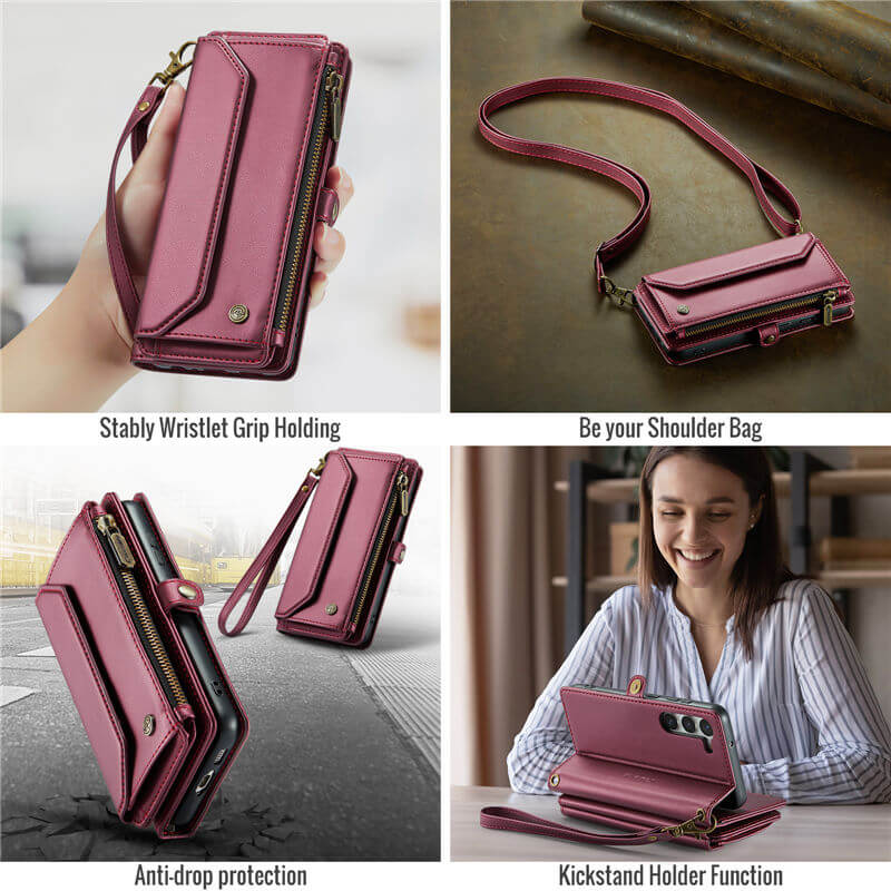 CaseMe Samsung Galaxy S23 Wallet RFID Blocking Crossbody Phone Case