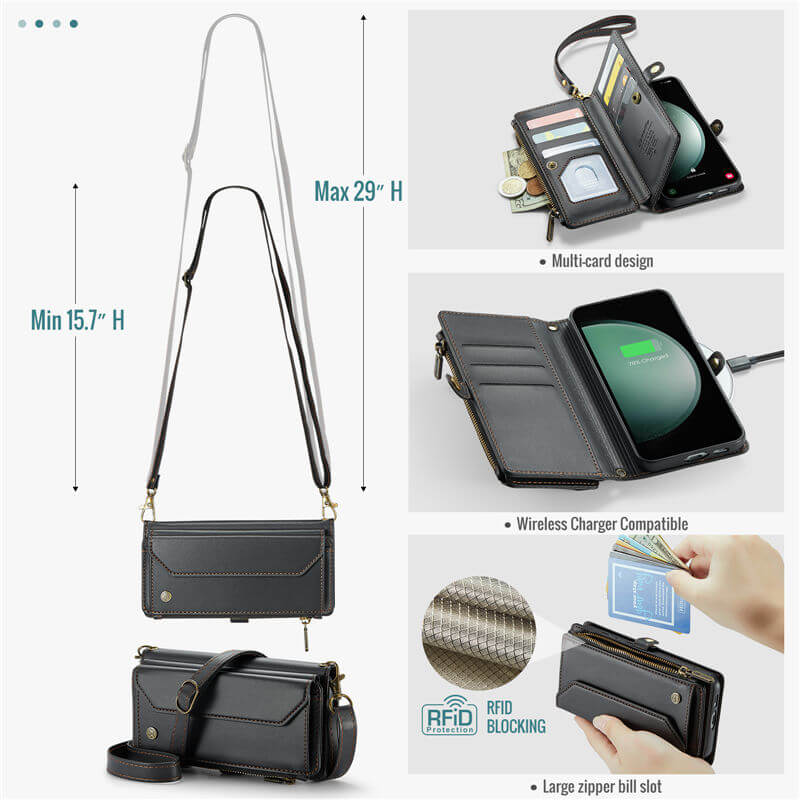 CaseMe Samsung Galaxy S23 FE Wallet RFID Blocking Crossbody Phone Case