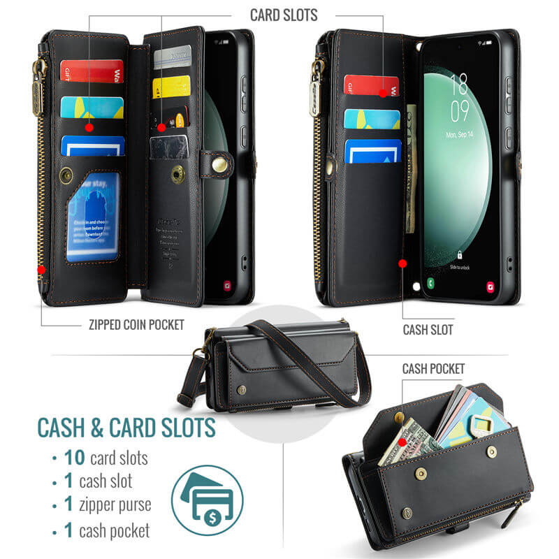 CaseMe Samsung Galaxy S23 FE Wallet RFID Blocking Crossbody Phone Case