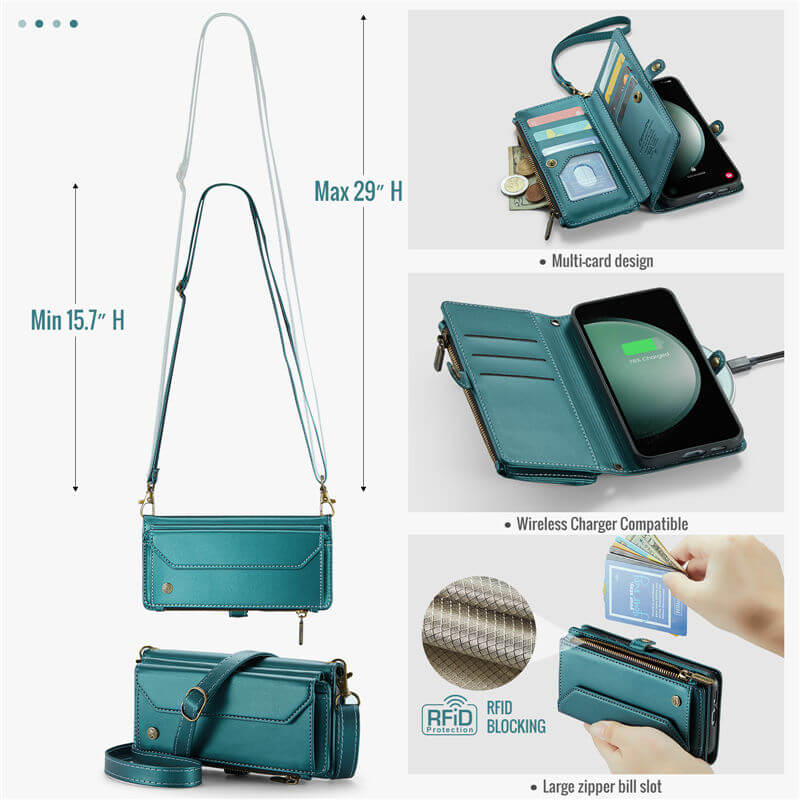 CaseMe Samsung Galaxy S23 FE Wallet RFID Blocking Crossbody Phone Case