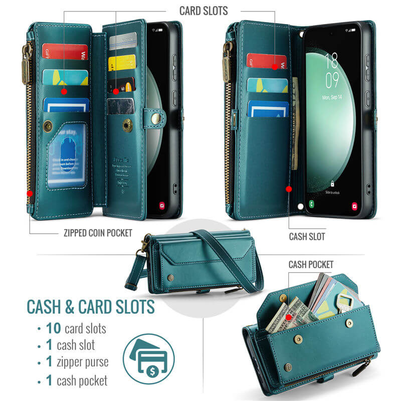 CaseMe Samsung Galaxy S23 FE Wallet RFID Blocking Crossbody Phone Case