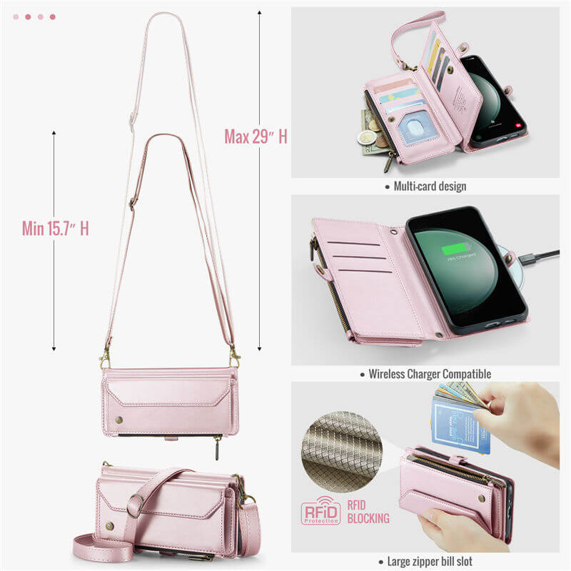 CaseMe Samsung Galaxy S23 FE Wallet RFID Blocking Crossbody Phone Case