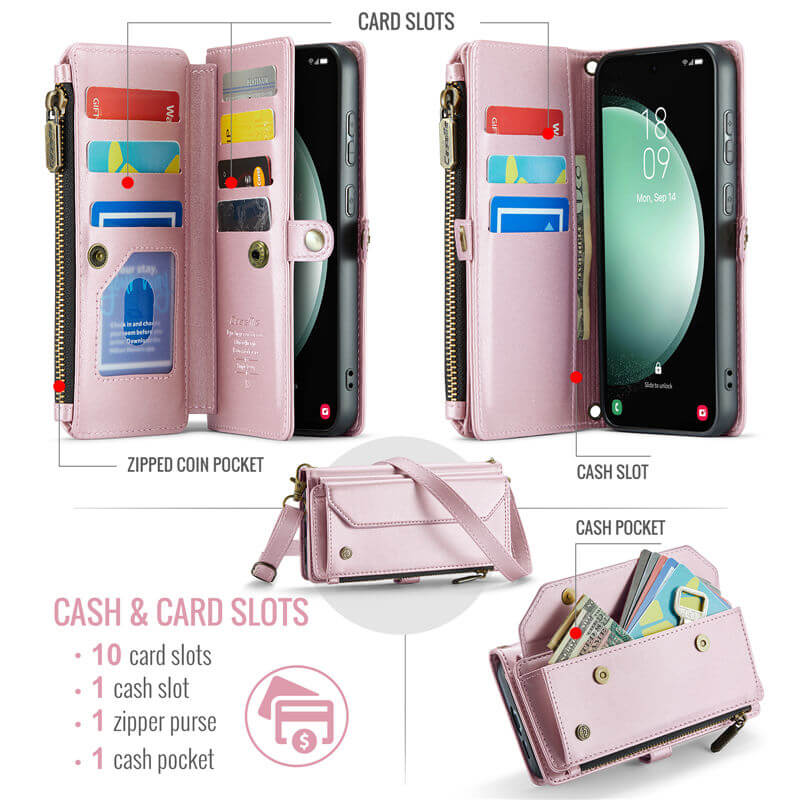 CaseMe Samsung Galaxy S23 FE Wallet RFID Blocking Crossbody Phone Case