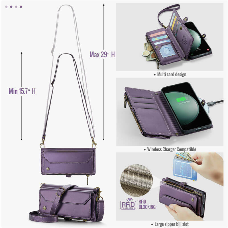 CaseMe Samsung Galaxy S23 FE Wallet RFID Blocking Crossbody Phone Case