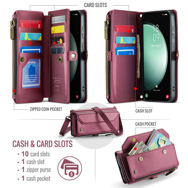 CaseMe Samsung Galaxy S23 FE Wallet RFID Blocking Crossbody Phone Case