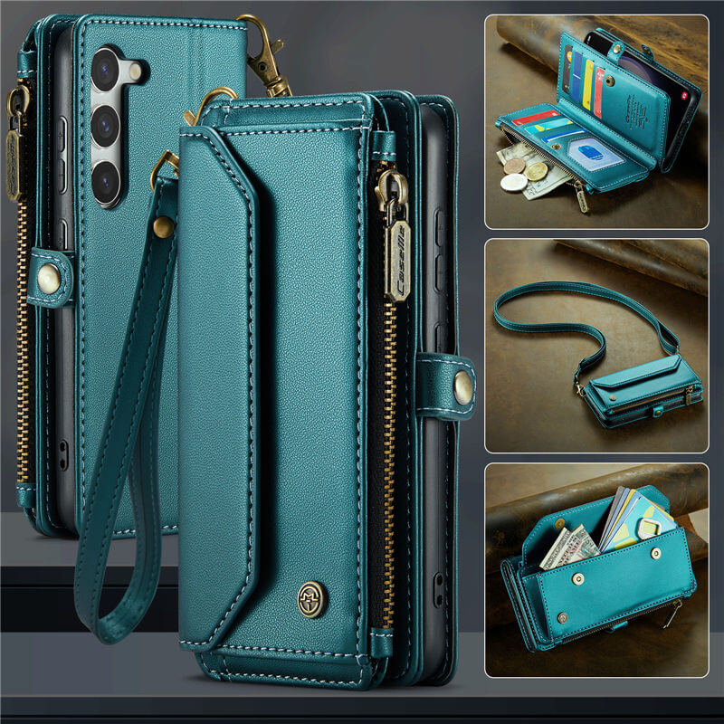 CaseMe Samsung Galaxy S23 Plus Wallet RFID Blocking Crossbody Case Support Wireless Charging Green