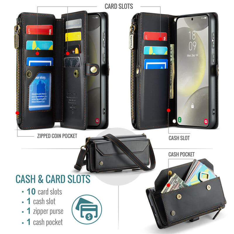 CaseMe Samsung Galaxy S24 Wallet RFID Blocking Crossbody Phone Case