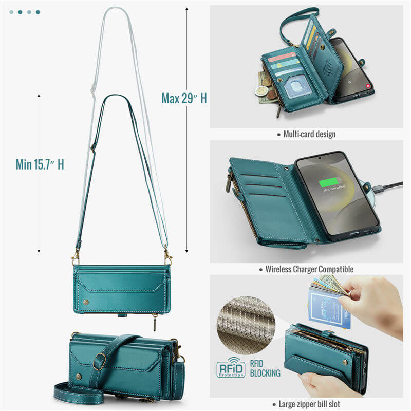 CaseMe Samsung Galaxy S24 Wallet RFID Blocking Crossbody Phone Case