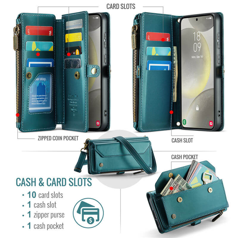 CaseMe Samsung Galaxy S24 Wallet RFID Blocking Crossbody Phone Case