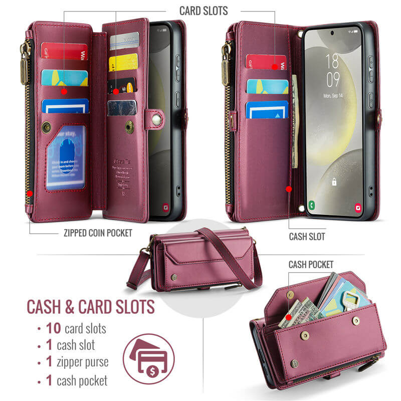 CaseMe Samsung Galaxy S24 Plus Wallet RFID Blocking Crossbody Phone Case