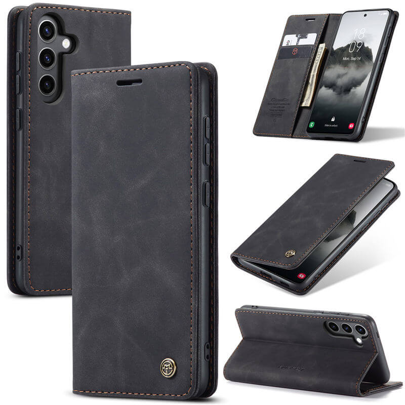 CaseMe Samsung Galaxy S24 FE Wallet Suede Leather Case Black