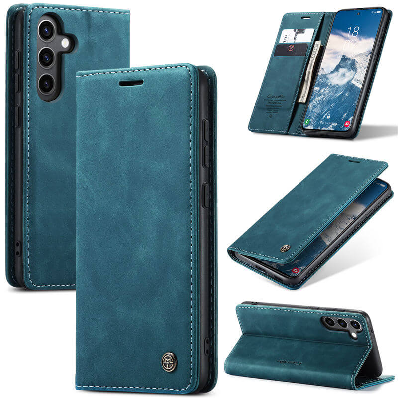 CaseMe Samsung Galaxy S24 FE Wallet Suede Leather Case Blue