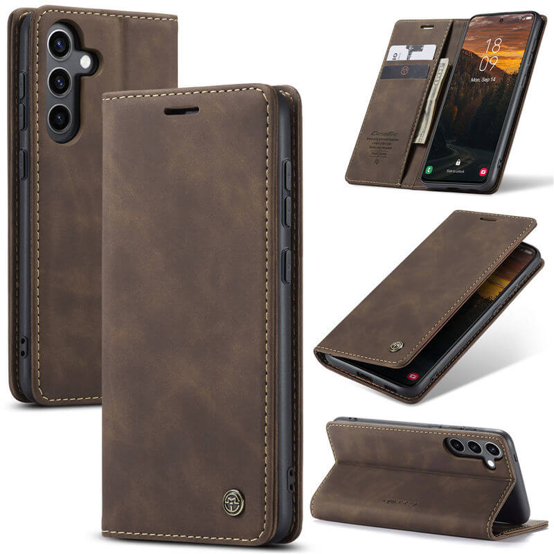 CaseMe Samsung Galaxy S24 FE Wallet Suede Leather Case Coffee