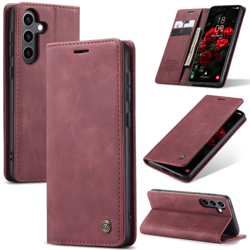 CaseMe Samsung Galaxy S24 FE Wallet Suede Leather Case Red