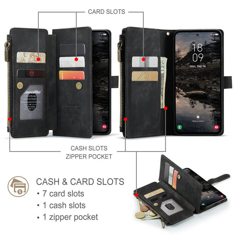 CaseMe Samsung Galaxy S25 Wallet Case with Wrist Strap