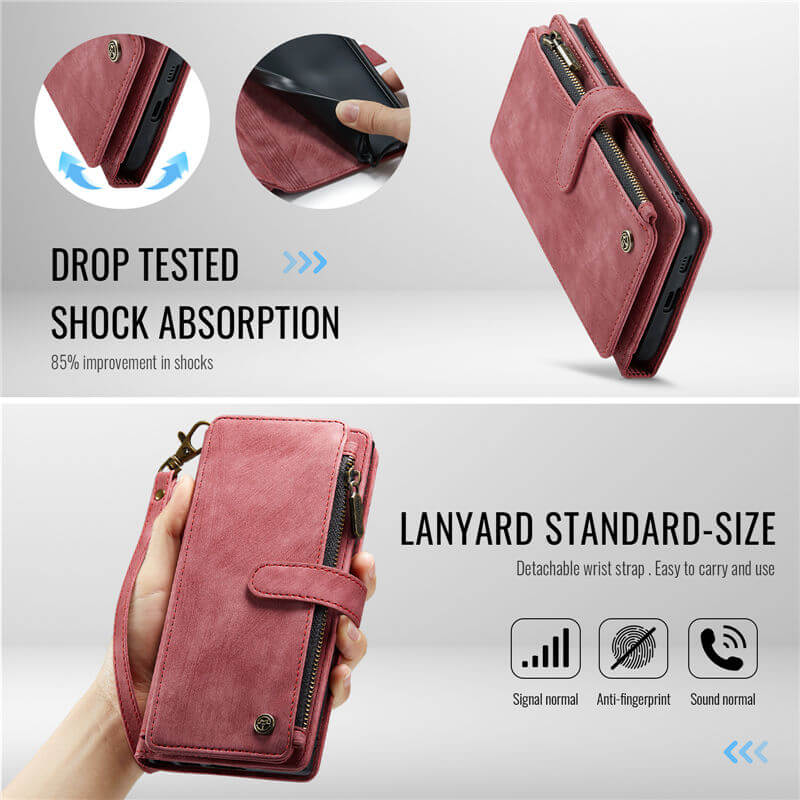 CaseMe Samsung Galaxy S25 Wallet Case with Wrist Strap