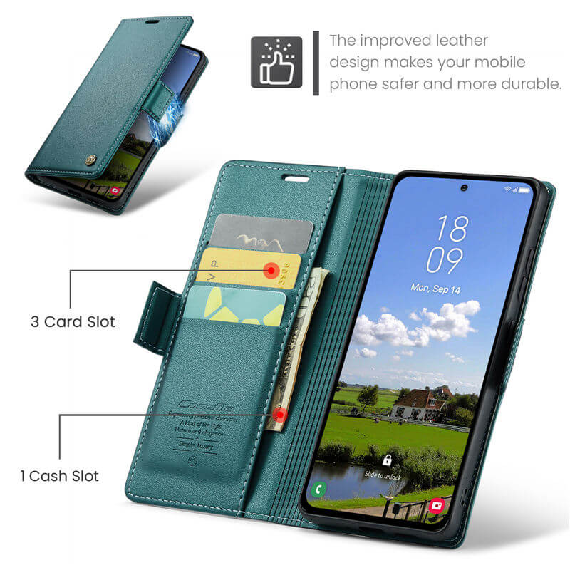 CaseMe Samsung Galaxy S25 Wallet RFID Blocking Case