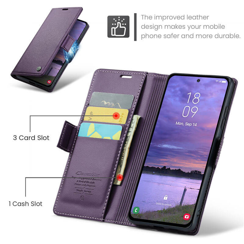 CaseMe Samsung Galaxy S25 Wallet RFID Blocking Case