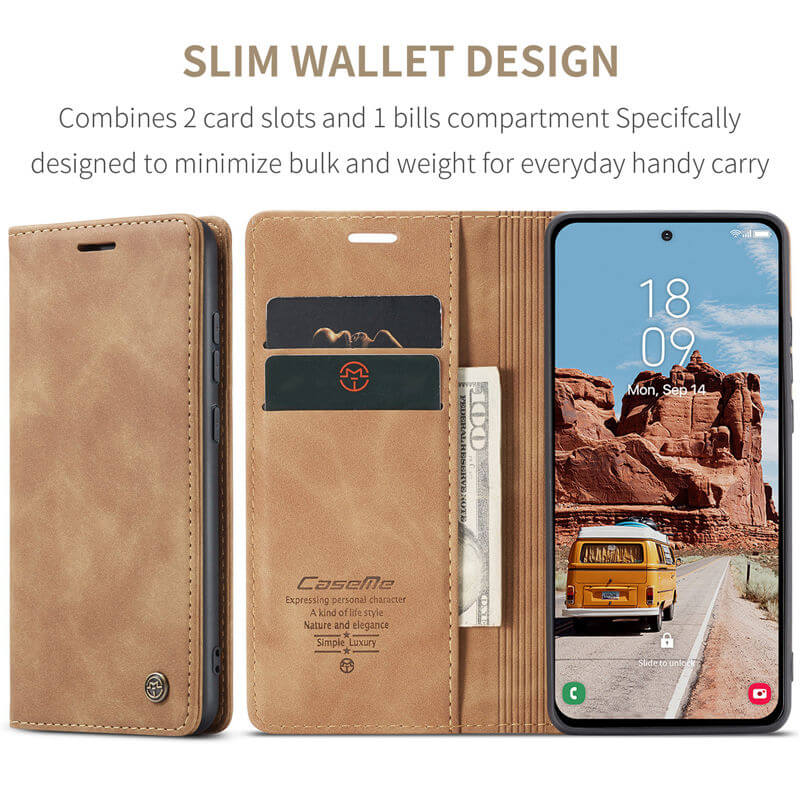 CaseMe Samsung Galaxy S25 Wallet Suede Leather Case